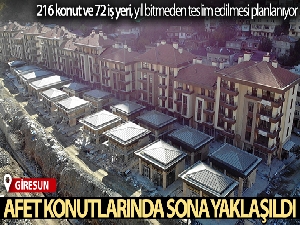 Giresun'un Dereli ilçesinde yapımı süren afet konutlarında sona yaklaşıldı