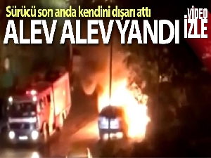 Sarıyer'de seyir halindeki otomobil alev alev yandı