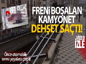 Freni boşalan kamyonet önce otomobile, ardından kaldırımdaki yayalara çarptı: 5 yaralı