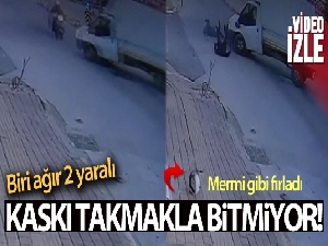 Motosiklet sürücüsü, çarpışmanın etkisiyle kamyonun üzerinden diğer tarafa uçtu