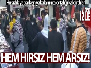 Pazarda hırsızlık yaparken yakalanan kadınlar esnafa saldırdı