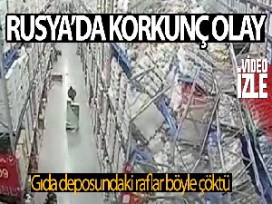 Rusya'da gıda deposundaki raflar çöktü, 1 işçi ağır yaralandı