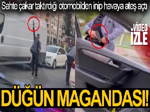 Maltepe'de düğün konvoyunda silahlı, çakarlı maganda kamerada