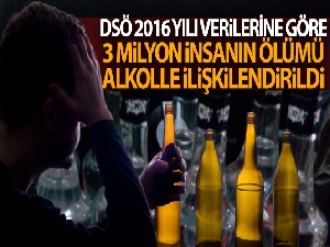 DSÖ 2016 yılı verilerine göre 3 milyon insanın ölümü alkolle ilişkilendirildi