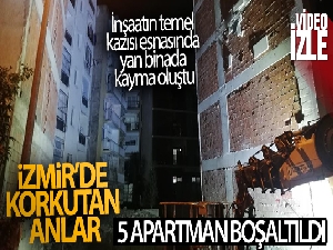 Bir inşaatın temel kazısı esnasında yan binada kayma oluştu! 5 apartman boşaltıldı