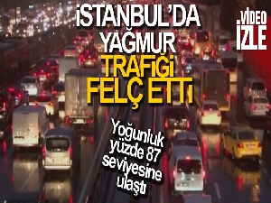İstanbul'da yağmur trafiği felç etti, yoğunluk yüzde 87 seviyesine ulaştı