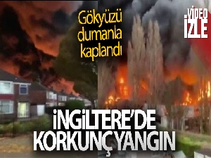 İngiltere'de plastik fabrikasında korkutan yangın