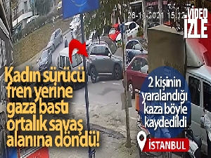 Kadıköy'de kadın sürücü fren yerine gaza bastı, ortalık savaş alanına döndü