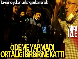 Kartal'da kadın yolcu ile taksicinin para tartışması kamerada