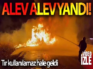 Plastik ham madde yüklü tır alev alev yandı