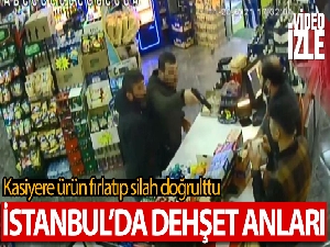 İstanbul'da dehşet anları: Veresiye alkol vermeyen kasiyere ürün fırlatıp silah doğrulttu
