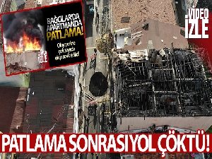 Bağcılar'da yangın sonrası yol çöktü