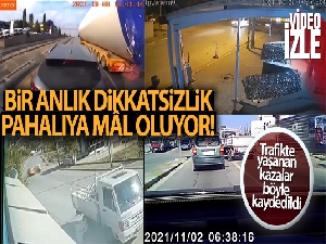 Trafik kaosu araç kameralarına yansıdı