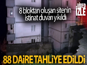 8 bloktan oluşan sitenin istinat duvarı yıkıldı: 88 daire tahliye edildi