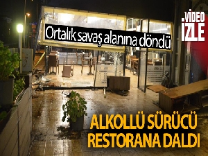 Büyükçekmece'de alkollü sürücü restorana daldı, ortalık savaş alanına karıştı