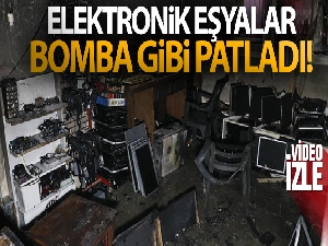 Müstakil evde elektronik eşyalar bomba gibi patladı