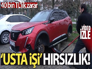 Arnavutköy'de 'usta işi' hırsızlık: Aracı kaldırıma çıkartıp lastiklerini çaldılar