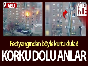 4. kattaki yangından bina dışındaki boruya tutunarak kurtuldular