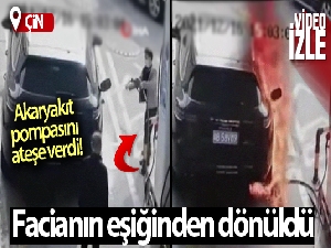 Akaryakıt pompasını ateşe verdi, facianın eşiğinden dönüldü