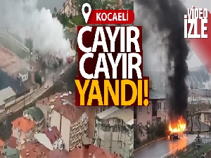 Kocaeli'de otomobil cayır cayır yandı