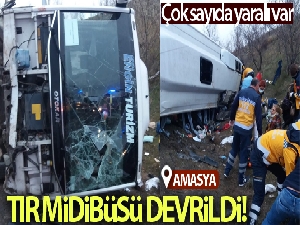 Amasya'da tur midibüsü devrildi: Yaralılar var