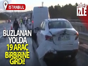 Çekmeköy'de buzlanan yolda 19 araç birbirine girdi, sürücüler yaralandı