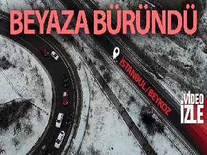 Karın yağmasıyla beyaza bürünen Beykoz havadan görüntülendi