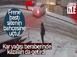 Karda frene basınca kayarak sitenin bahçesine düştü