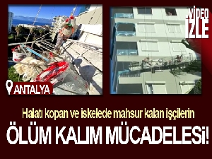 Halatı kopan ve iskelede mahsur kalan işçiler, itfaiye ekipleri tarafından kurtarıldı