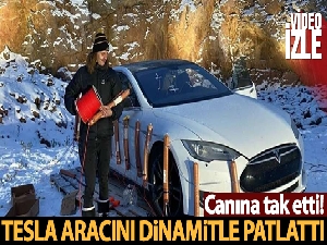 Yüksek onarım maliyetleri nedeniyle Tesla marka aracını dinamitle patlattı