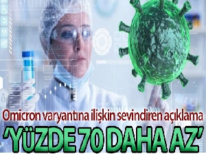 Omicron mutasyonuyla enfekte olanların hastanede tedavi görme riski yüzde 70 daha az