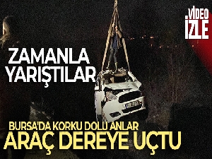 İçinde kadınların olduğu araç dereye uçtu; 2 yaralı