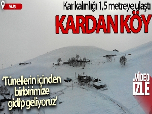 Muş'ta kar kalınlığının 1,5 metreye ulaştığı köyde kardan tüneller oluştu