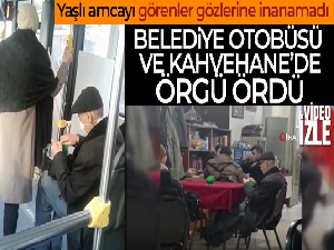 Örgü ören yaşlı amcayı görenler gözlerine inanamadı