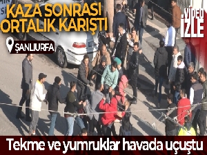 Kaza sonrası tekme ve yumruklar havada uçuştu