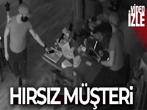 Müşteri olarak girdiği kafeteryada laptop ve cep telefonu çaldı