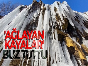 Tunceli'de havalar soğudu, 'Ağlayan Kayalar' buz tuttu