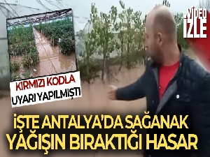 Antalya'da dere taştı, biber serası sular içinde kaldı