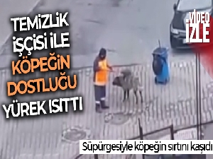 Sultangazi'de temizlik işçisi ile köpeğin dostluğu yürek ısıttı