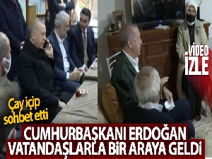 Cumhurbaşkanı Erdoğan, Sarıyer'de kıraathanede vatandaşlarla sohbet etti