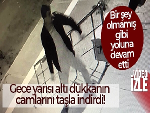 Gece yarısı altı dükkanın camlarını taşla indirdi