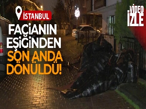 Avcılar'da anne ve kızı çatıdan uçan parçalardan son anda kurtuldu