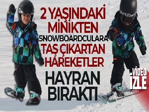 2 yaşındaki minikten snowboardculara taş çıkartan hareketler