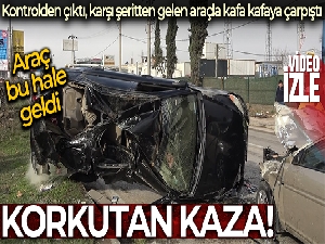 Kontrolden çıkıp karşı şeride böyle geçti...Can pazarı yaşandı
