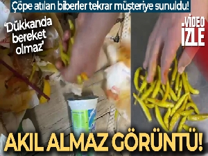 Kadıköy'de akıl almaz görüntü: Çöpe dökülen biberleri toplayıp tekrar müşteriye sundular