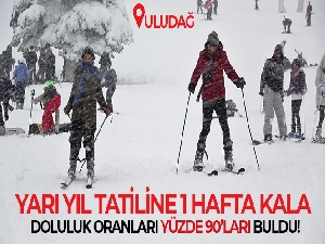 Uludağ'da yarı yıl tatiline bir hafta kala doluluk oranları yüzde 90'ları buldu