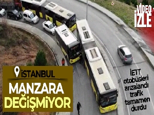 Otoyol bağlantısında İETT otobüsleri arızalandı, trafik tamamen durdu