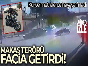 Alkollü sürücünün makas atmak isterken çarptığı kurye metrelerce havaya fırladı