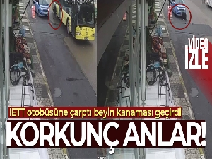 Maltepe'de otomobilini kontrol ederken İETT otobüsüne çarptı, beyin kanaması geçirdi