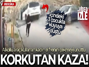Araç, içindeki 3 çocukla birlikte çukura düştü